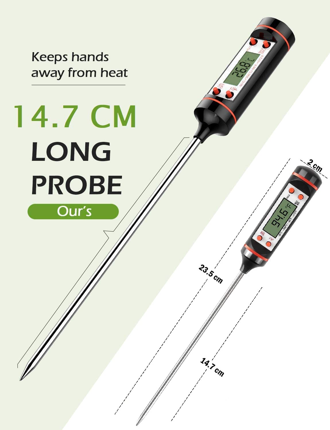 Cooking Pin Digital Thermometer EW00631 – Instant Read Food Probe with Foldable Design & Backlit LCD - Price In Oman