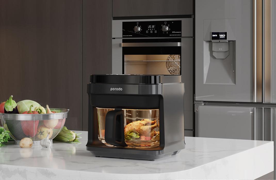 Porodo PD‑LSGAFR.BK – 5.5 L Full Glass Touch-Control Air Fryer with Turbo Circulation (1200 W) Price In Oman
