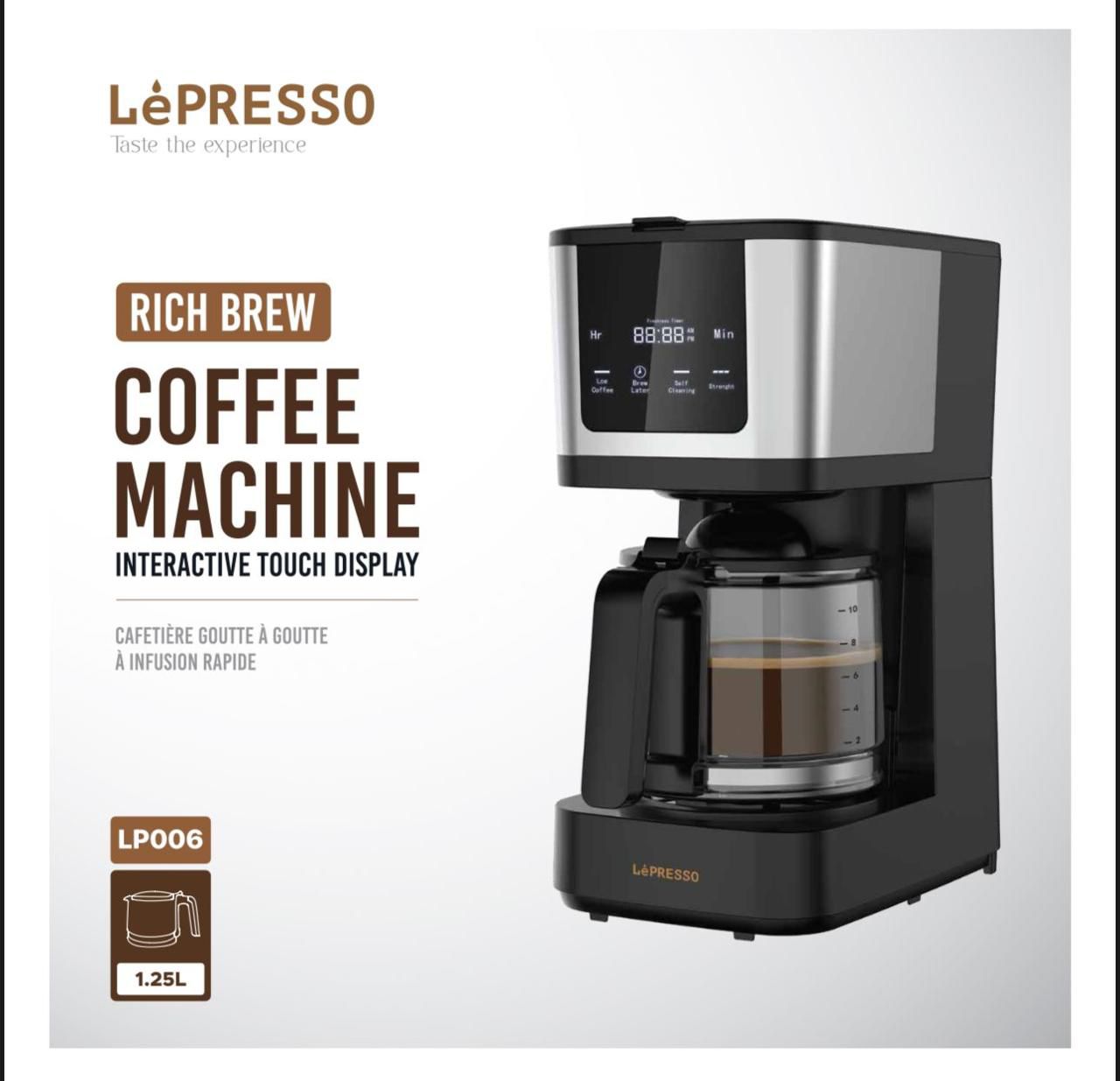 LePresso Rich Brew Coffee Machine LP006 – Smart Touch Display Espresso & Cappuccino Maker - Price In Oman