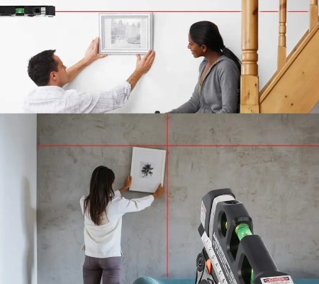 Laser Level Pro3 EW00968 – 5-in-1 Multipurpose Construction Tool with 8ft/2.5m Measuring Tape, Horizontal & Vertical Laser Beams - Price In Oman