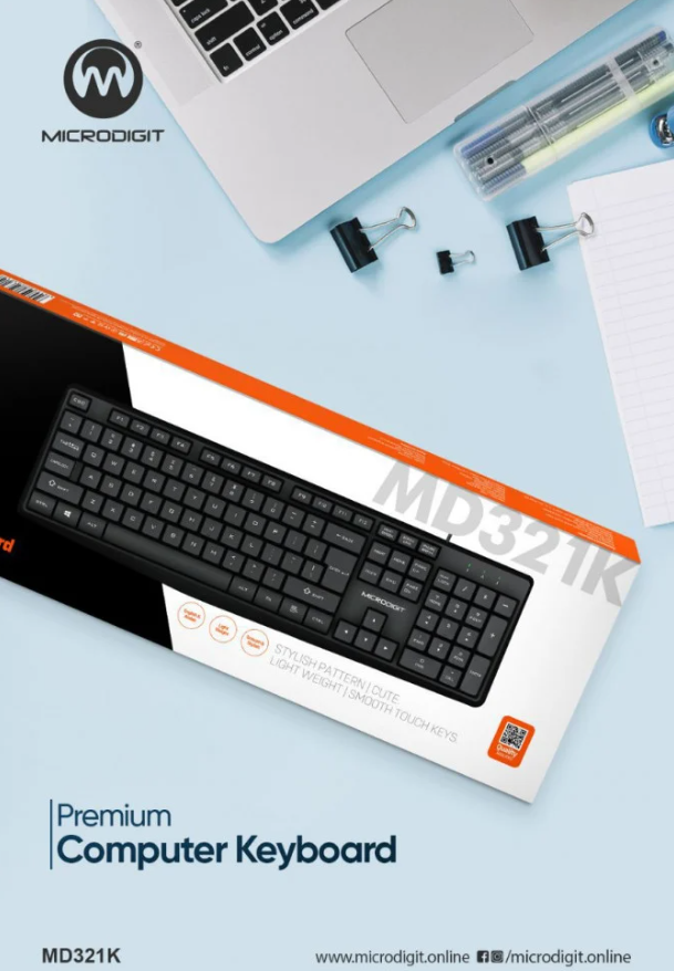 Microdigit Premium Computer Keyboard MD321K – Wired USB Full-Size Keyboard (English/Arabic) Price In Oman