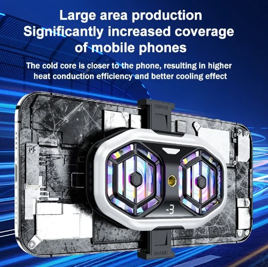 Mobile Game RGB Dual Cooling Fan DY58-SL09 – Advanced Semiconductor Cooling with Dual Fans and RGB Lighting Best Price In Muscat Oman