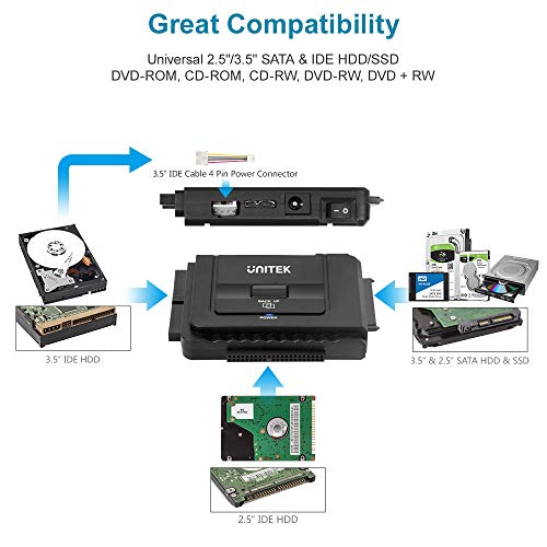 Unitek IDE & SATA Hard Drive Adapter UD1 – USB 3.0 to 2.5"/3.5" HDD/SSD Converter – Price In Oman Muscat