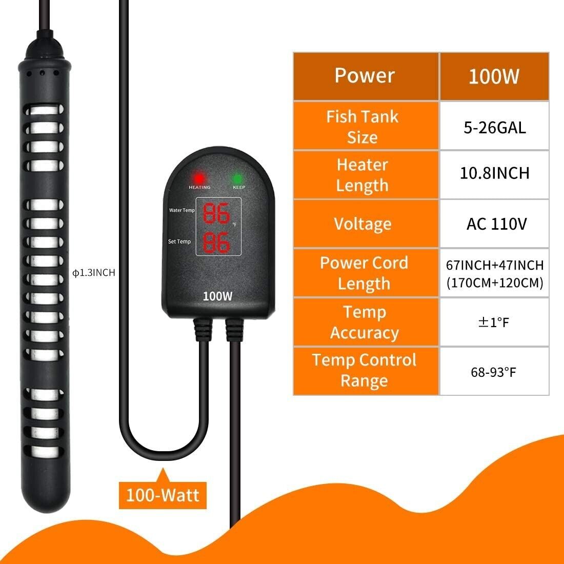 25 W Submersible Aquarium Heater – Compact Thermostat Fish Tank Warmer - Price In Oman
