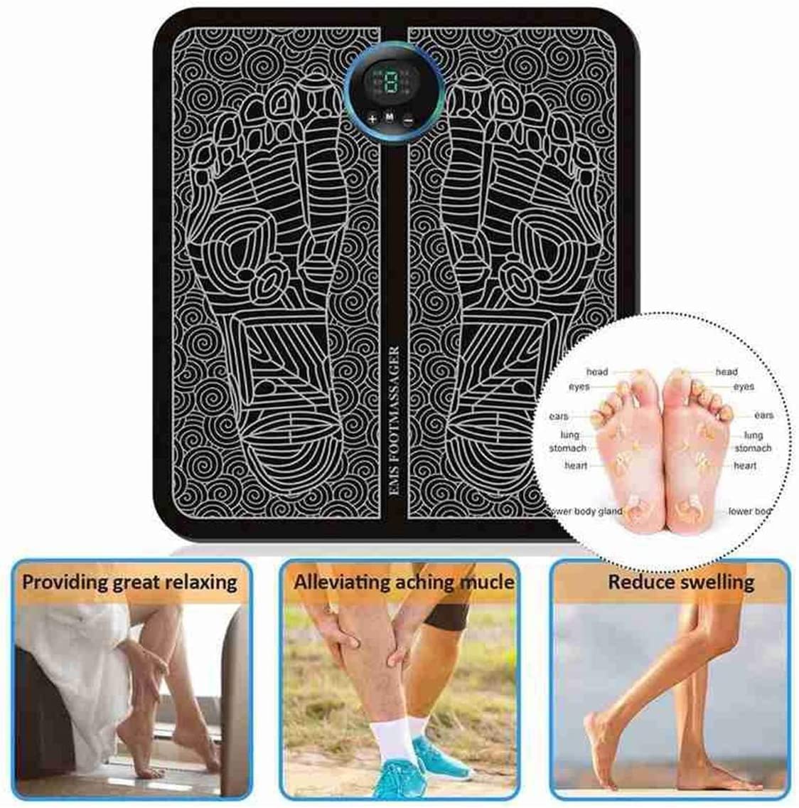 EMS Foot Massager MA‑86 – Electric Muscle Stimulation Pad, 6 Modes, USB‑Powered Foot & Leg Circulation Device - Price In Oman