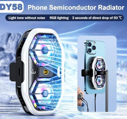 Mobile Game RGB Dual Cooling Fan DY58-SL09 – Advanced Semiconductor Cooling with Dual Fans and RGB Lighting Best Price In Muscat Oman