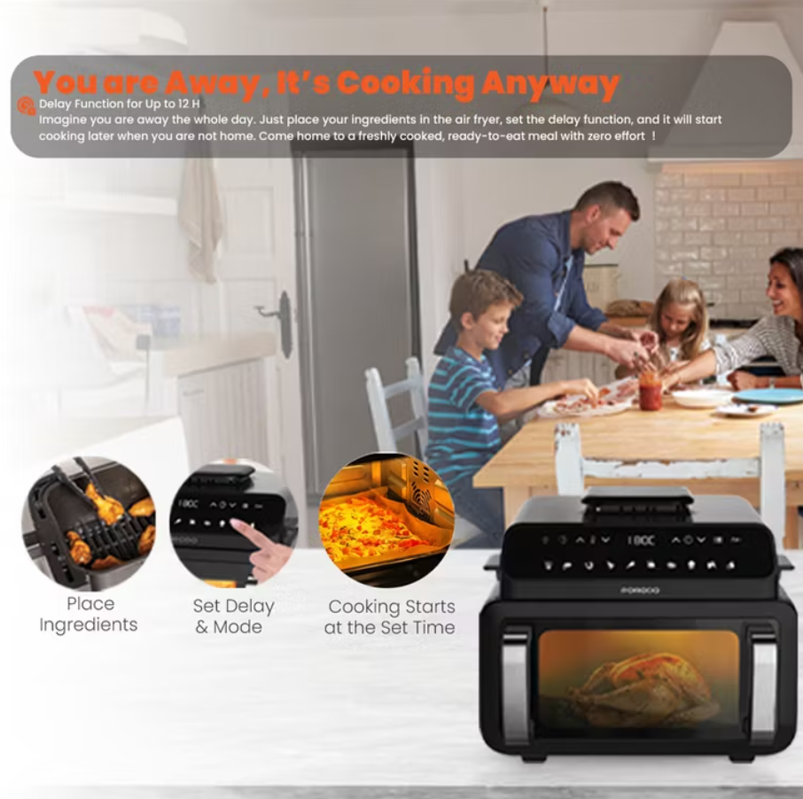 Porodo Flexi Cook Pro 10.5L Multi-Function Indoor Grill, Pizza Oven & Air Fryer – 2100 W (Price In Oman)