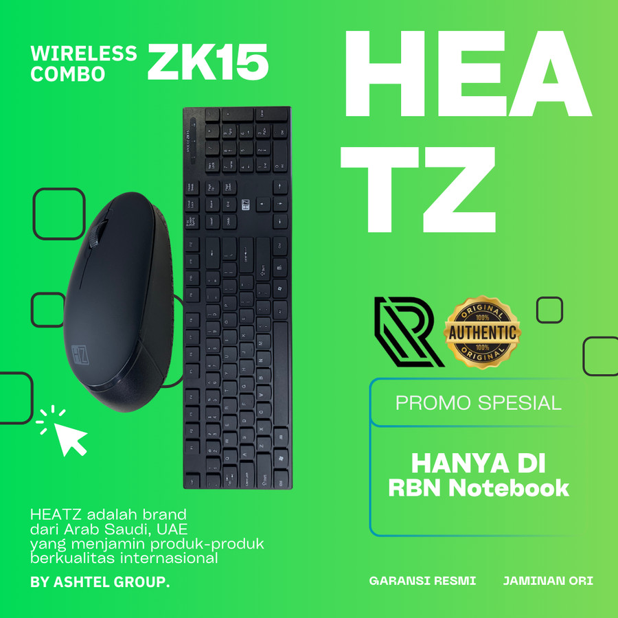 Heatz ZK15 Wireless Keyboard & Mouse Combo – Arabic/English Layout – 10m Range – Ultra-Slim Design - Price In Oman