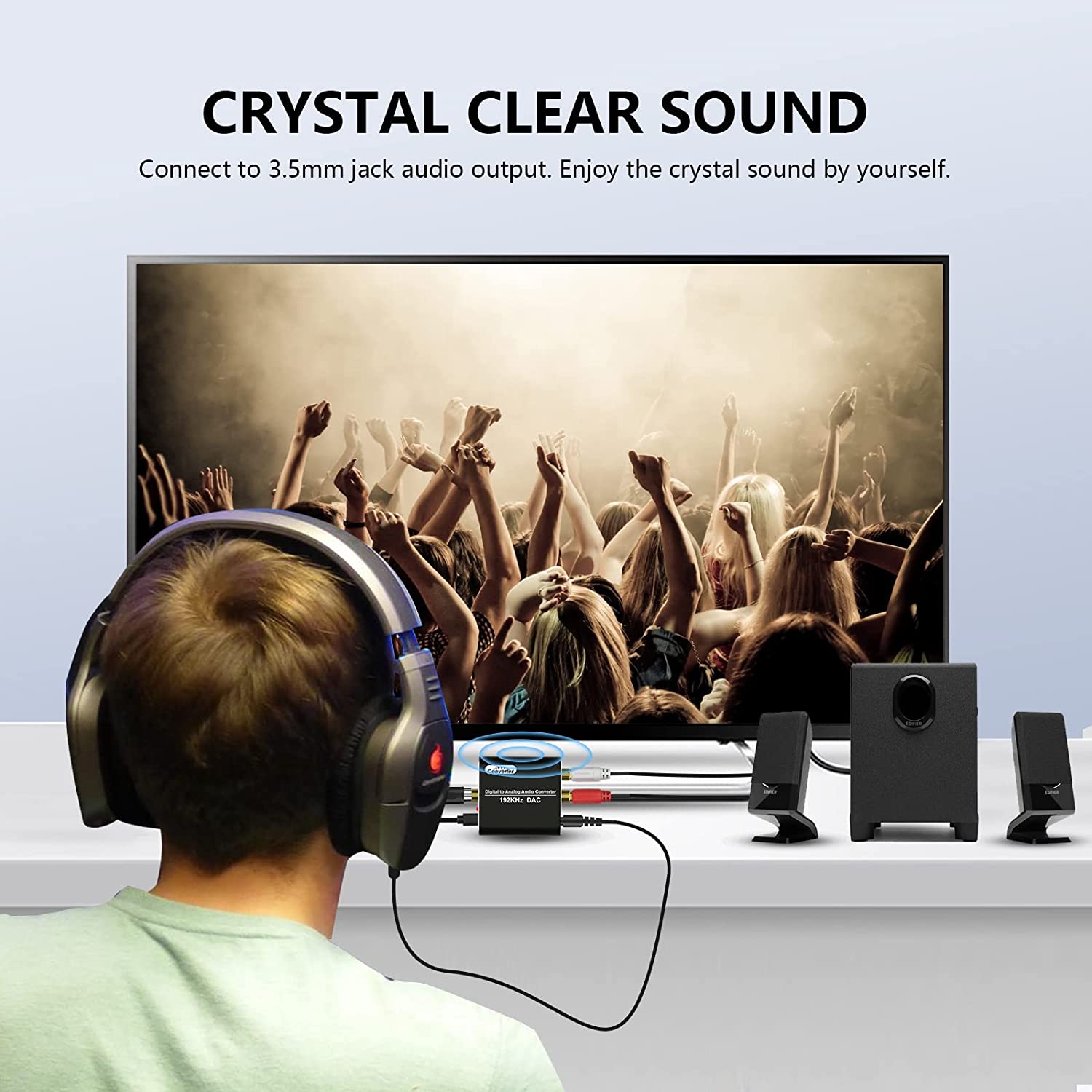 Techole HS202 Digital to Analog Audio Converter – 192kHz DAC with Optical & Coaxial Inputs, RCA & 3.5mm Outputs - Price In Oman