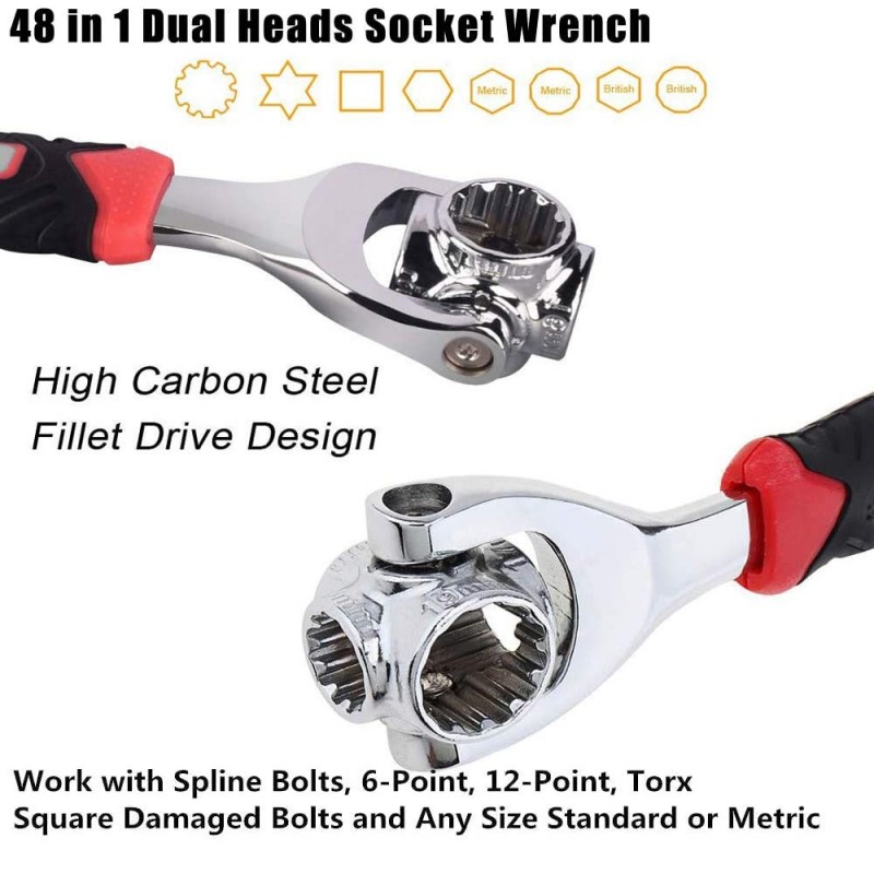48‑in‑1 Universal Socket Wrench with 360° Swivel Head – Multi‑Function Adjustable Spanner - Price In Oman