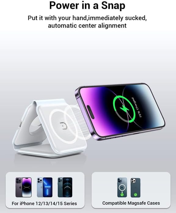 3-in-1 Magnetic Foldable Wireless Charger WHT1 – Fast Charging Station for iPhone, Apple Watch & AirPods, Price In Oman