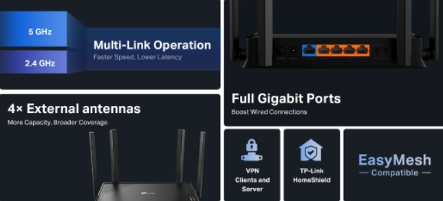 TP-Link Archer BE220 (BE3600) Dual-Band Wi-Fi 7 Router – 3.6 Gbps, EasyMesh & HomeShield – Price In Oman