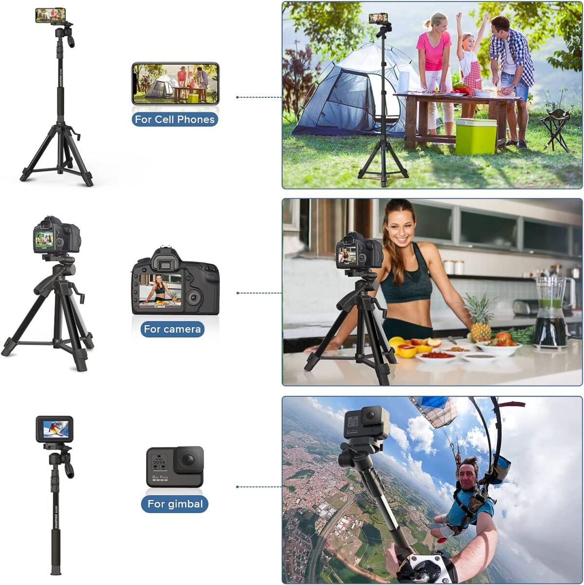 100BTF BJ368 Aluminum Tripod in Oman – Lightweight, Stable & Portable Stand - Image 4