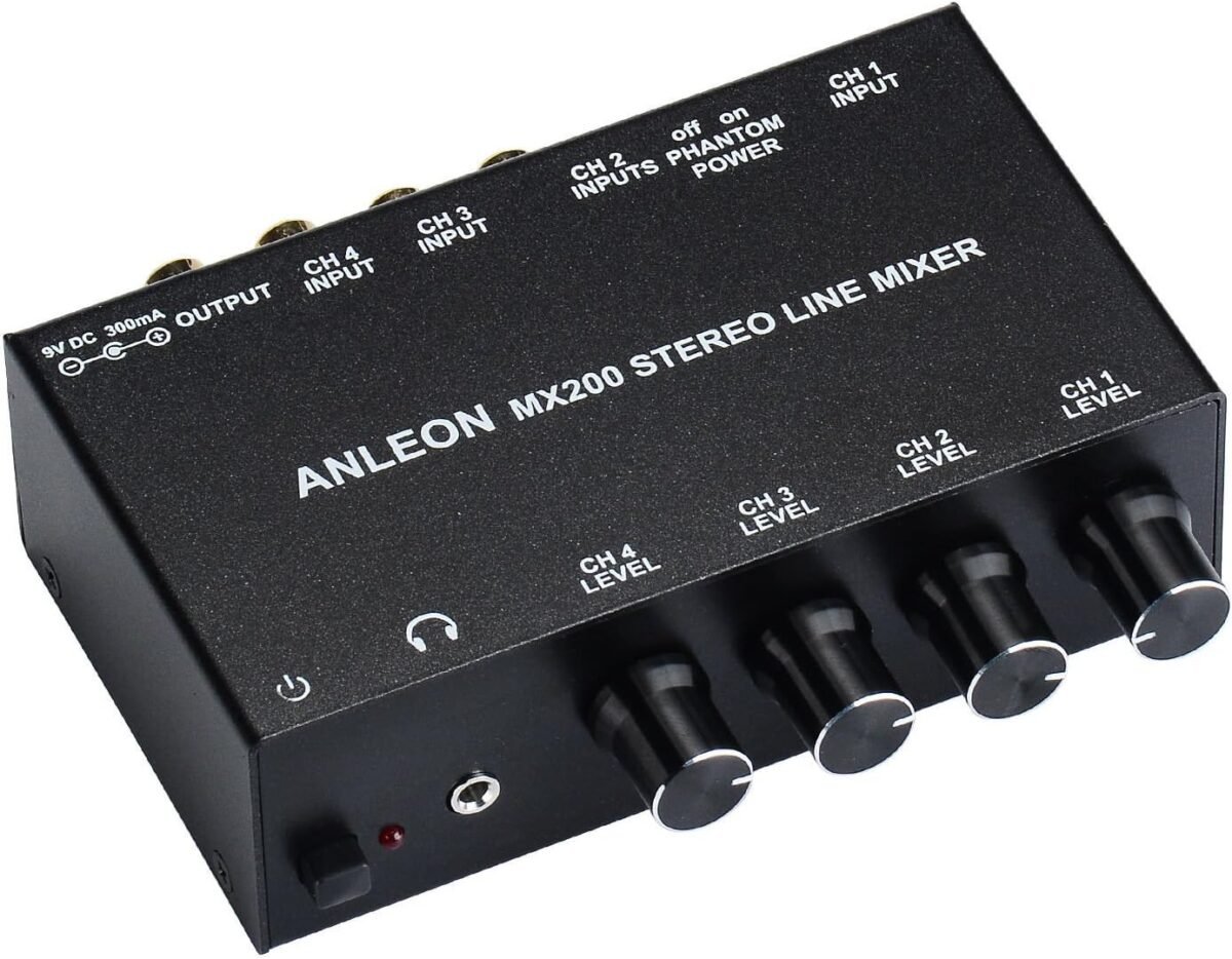Anleon MX200 Stereo Line Mixer – 4‑Channel XLR & RCA Mixer with Headphone Out - Image 2