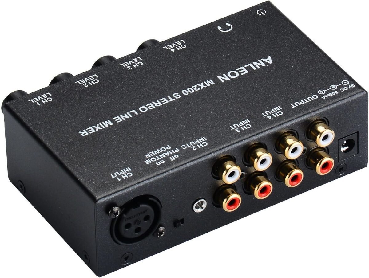 Anleon MX200 Stereo Line Mixer – 4‑Channel XLR & RCA Mixer with Headphone Out - Image 3