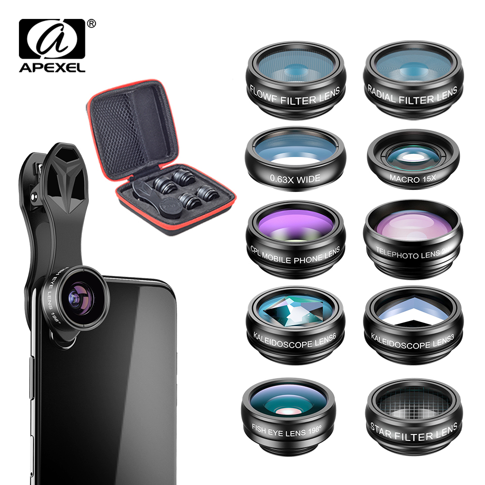 apexes-10in1-mobile-lens-kit-universal-clipon-smartphone-len.jpg Apexes 10‑in‑1 Mobile Lens Kit – Universal Clip‑On Smartphone Lens Set (Wide, Macro, Fisheye & Telephoto) – - Image 1
