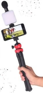 AY49G Vlogging Kit – Complete Video Making Set with Tripod, Microphone, and LED Light, - Image 3