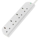 Belkin 4‑Socket UK Surge Protector Extension – 1 m Cable, 238 J Protection, Recessed Switch