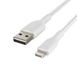 Belkin BoostCharge White 1 m Lightning ➝ USB‑A Cable – MFi Certified, Braided & Durable - Image 3