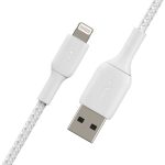 Belkin BoostCharge White 1 m Lightning ➝ USB‑A Cable – MFi Certified, Braided & Durable - Image 4
