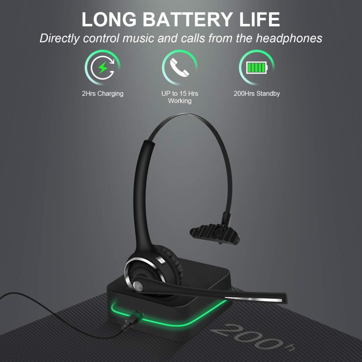 BH‑M9 Pro / BH‑M97 Wireless Call Center Headset – Bluetooth 5.0, Noise‑Cancelling Mic, Charging Dock – - Image 8