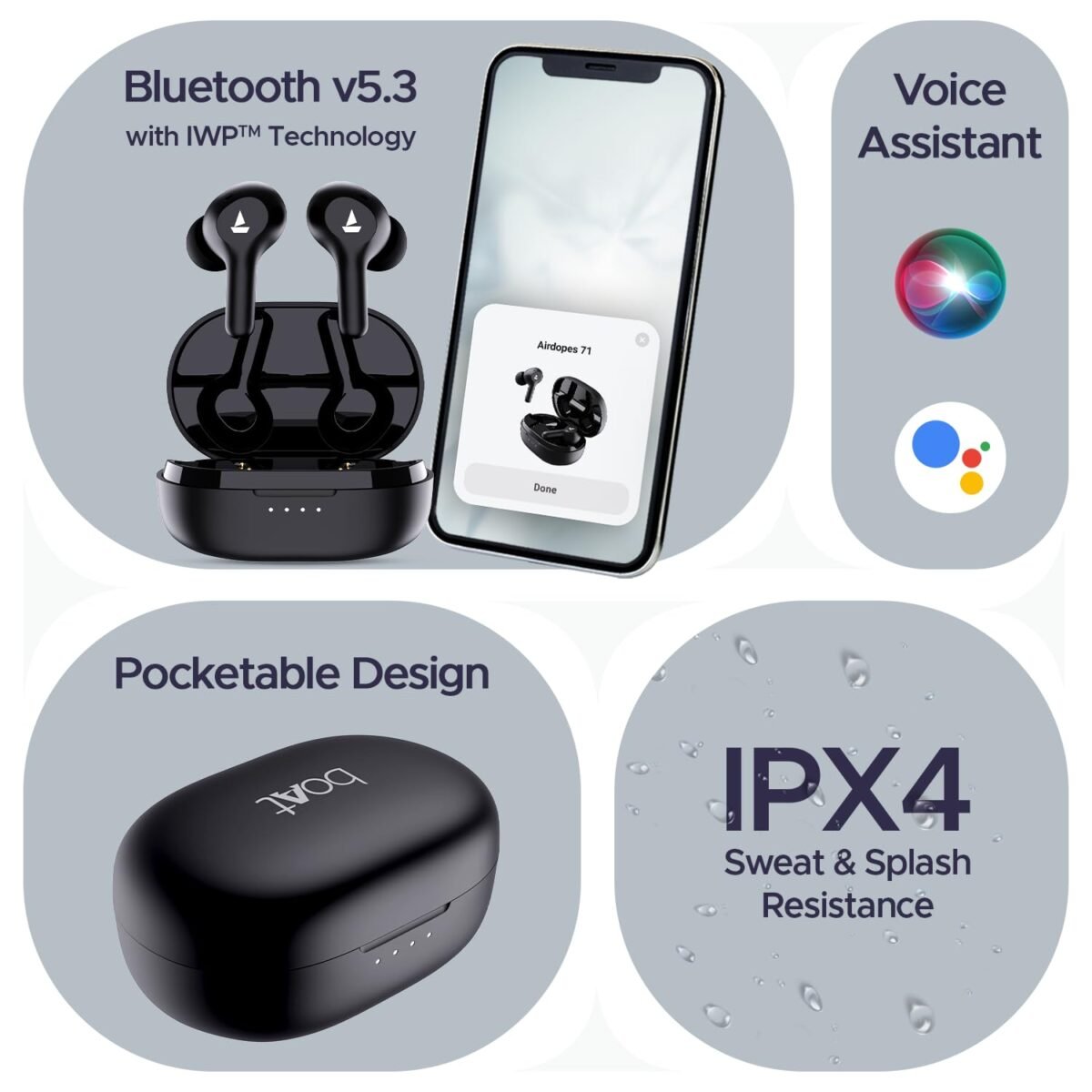 boAt AirDopes 71 Active True Wireless Earbuds Oman – Powerful Bass & Secure Fit - Image 4
