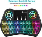 Compact Mini Keyboard Backlit RGB Wireless with Touchpad – Portable Gaming & Smart TV Keyboard,
