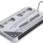 Dobe Multifunctional PS5 Cooling & Charging Dock – Dual Controller Charger with RGB Lighting & Game Storage,