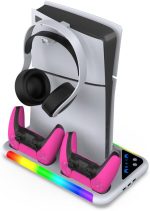 Dobe Multifunctional PS5 Cooling & Charging Dock – Dual Controller Charger with RGB Lighting & Game Storage, - Image 4