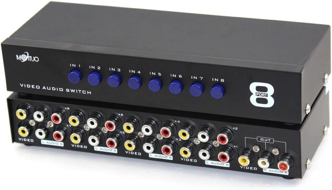 e-sds-8-port-rca-av-switch-vs1-8-in-1-out-composite-video-lr.jpg E-SDS 8-Port RCA AV Switch VS1 – 8 In 1 Out Composite Video & L/R Audio Selector Box with Metal Enclosure - Image 1