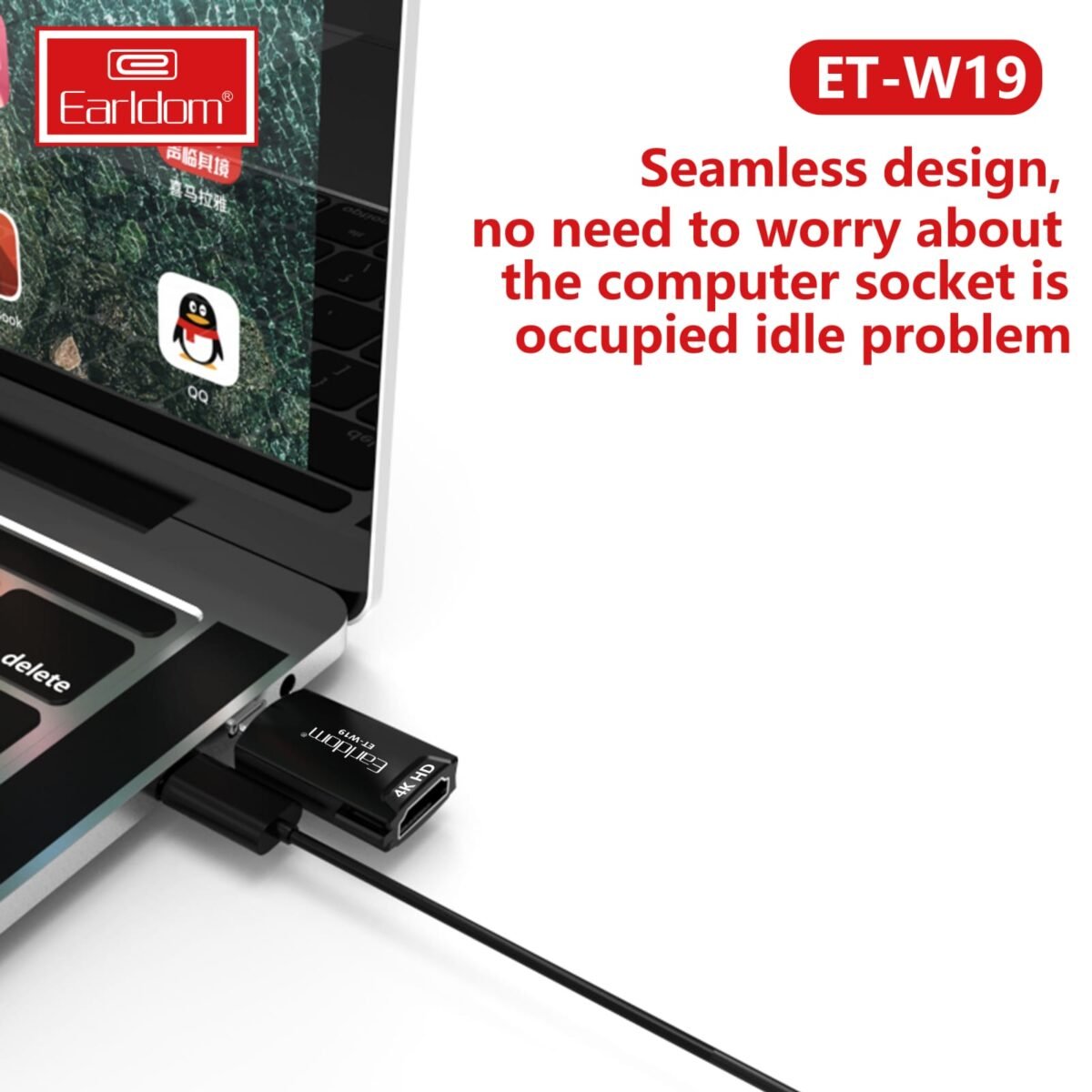 Earldom ET-W19 Type-C to HDMI 4K Adapter – Plug & Play, High-Definition Display Converter - Image 5