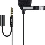 Earldom ET‑E38 Mini Lavalier Mic 3.5 mm with Clip – 2 m Cable, Hyper‑Cardioid Condenser –