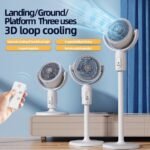 F1 Circulation Floor Fan F16A – 16-Inch Adjustable Height with Remote Control, 3-Speed Settings, Oscillation, - Image 3