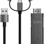 GO‑DES GD‑8272 3‑in‑1 HDTV Cable – Lightning, Micro‑USB & USB‑C to HDMI Adapter, 1080p Plug & Play