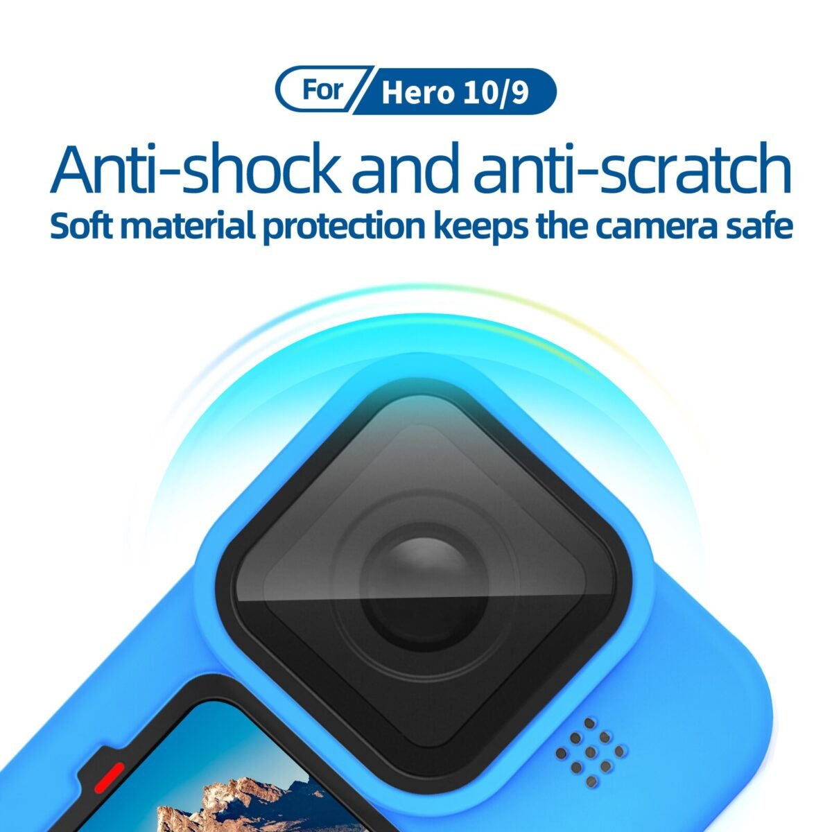 GoPro 9 & 10 Silicone Cover G312 – Full‑Body Protective Sleeve with Lens Cap & Hand Strap - Image 3