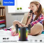 Haino Teko MS-97 Wireless Bluetooth Speaker with Dual Wireless Microphones – Portable Karaoke Speaker with LED Lights - Image 2