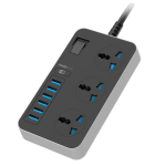 HEATZ / HZ ZC603 Power Plug Extension - 3-Socket + 6 USB Fast-Charging Power Strip, 3000W, 2m Cable & Surge Protection
