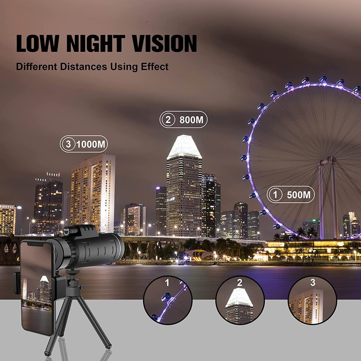 High-Power 40x60 Monocular Telescope with Smartphone Adapter & Tripod – Waterproof, BAK4 Prism, Ideal for Outdoor Adventures Price in Oman - Image 4