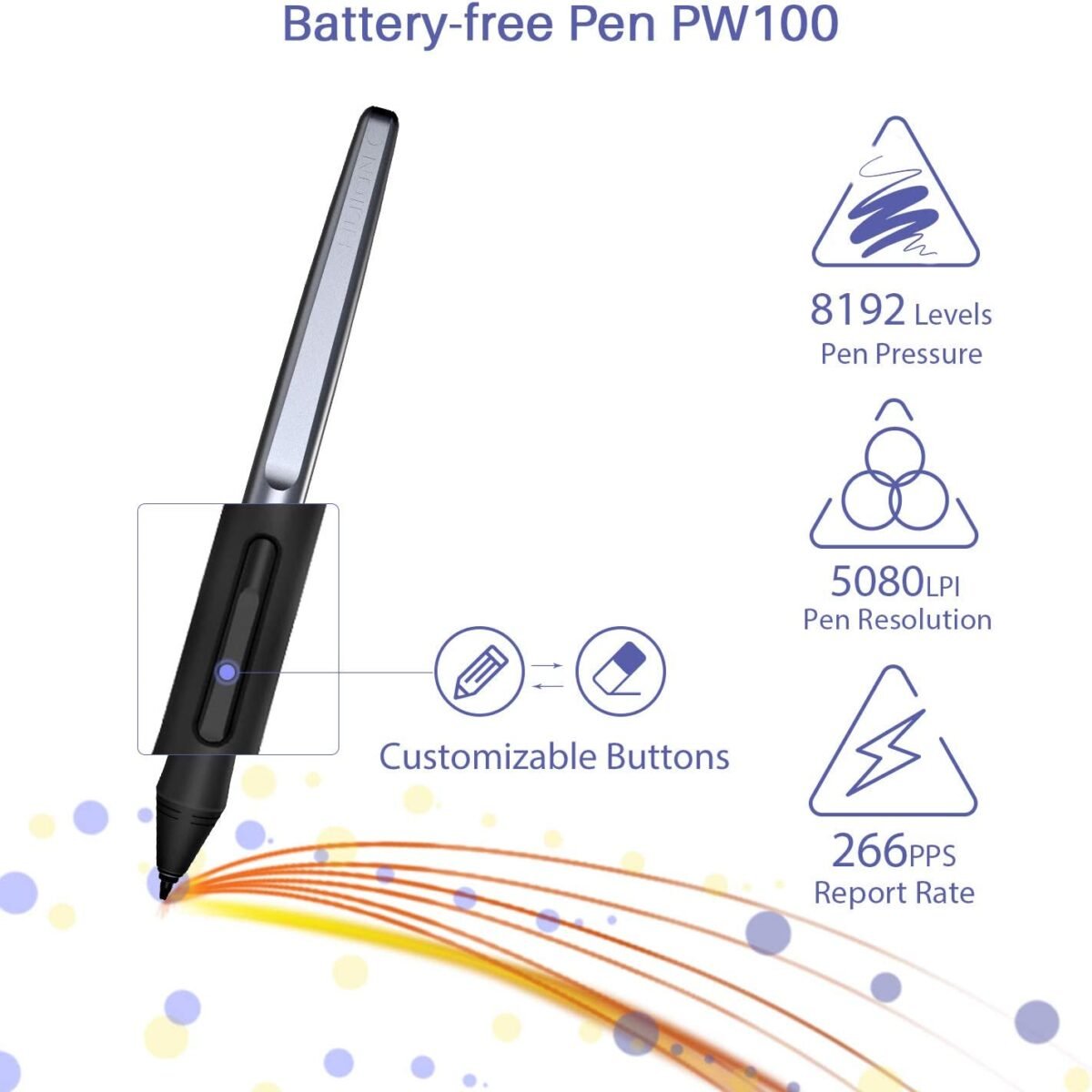 HUION HS64 Creative Pen Tablet – 6.3x4" Drawing Area, 8192 Pressure Levels, Battery-Free Stylus, Android/Windows/macOS Compatible, - Image 4