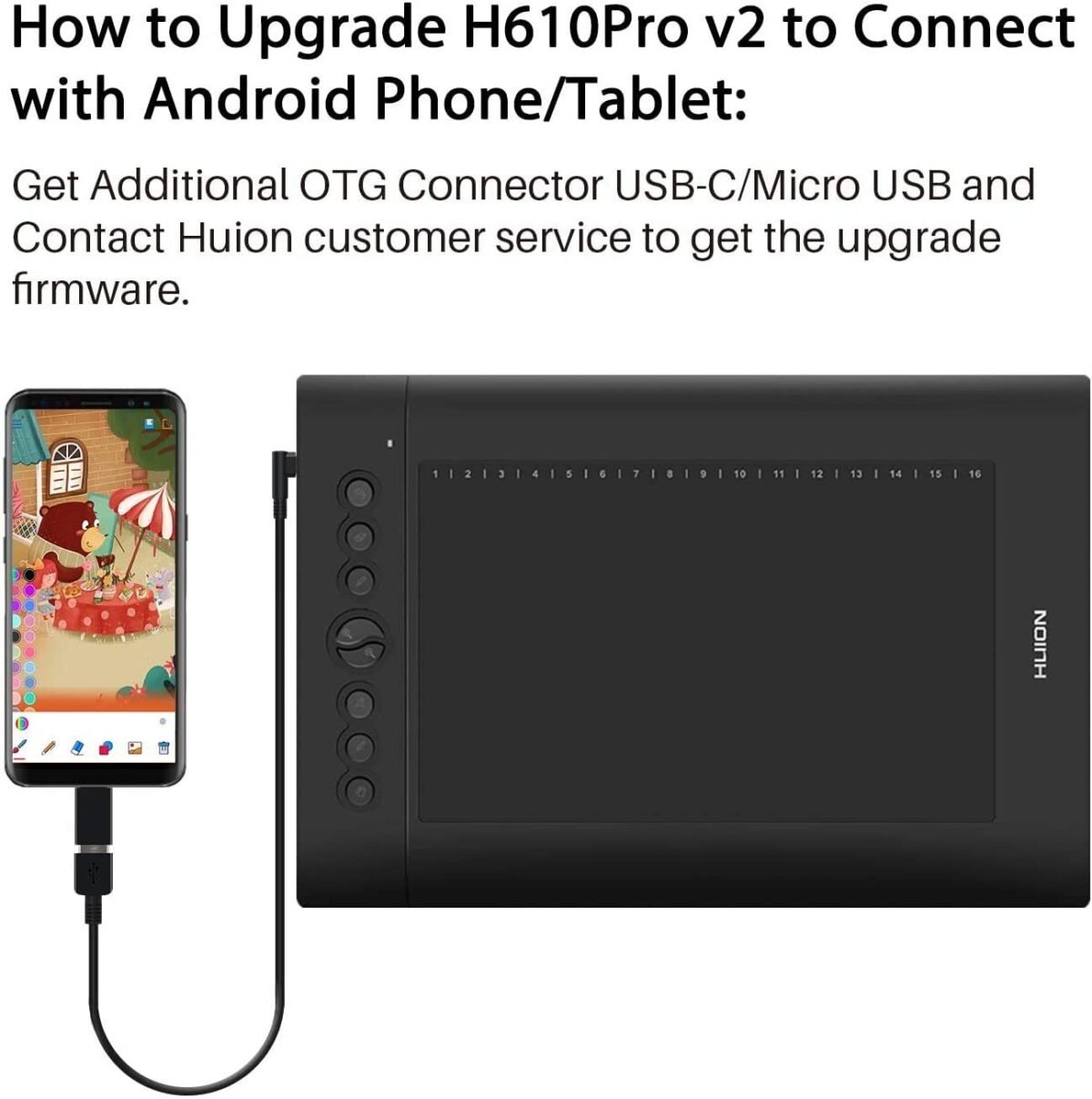 HUION Inspiroy H610PRO V2 Graphics Drawing Tablet – 10x6.25" Active Area, Battery-Free Stylus, Tilt Function, 8192 Pressure Sensitivity - Image 2