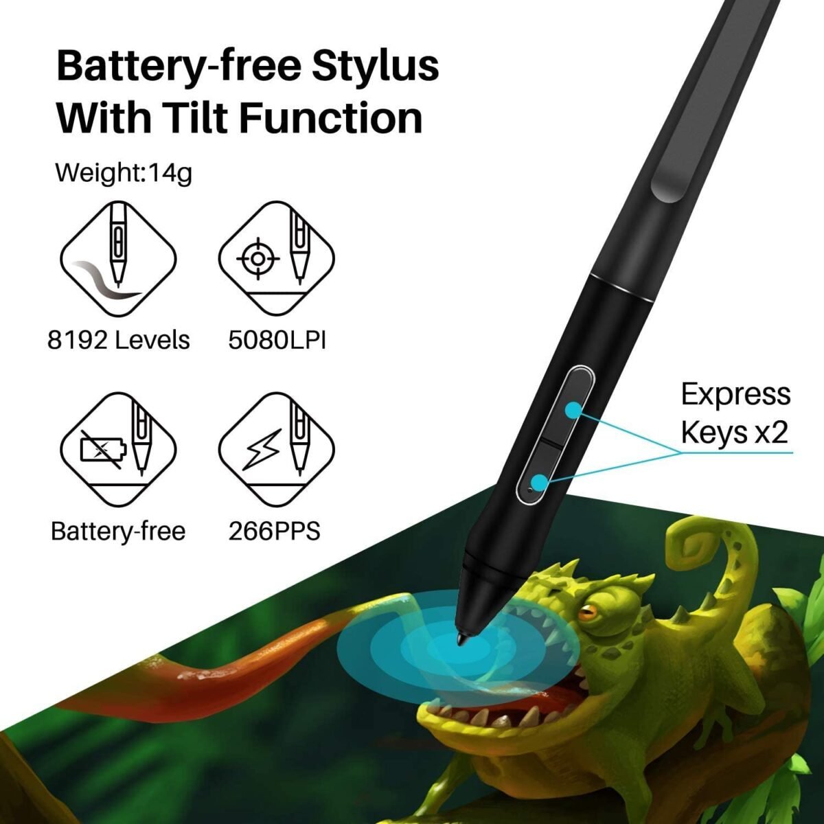 HUION Kamvas Pro 12 Creative Pen Display – 11.6" Full HD, Battery-Free Stylus, 8192 Pressure Levels, ±60° Tilt Support, 120% sRGB – - Image 4