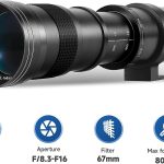 Jintu 420–800mm f/8.3 Manual Telephoto Zoom + T-Mount (Canon Compatible) Super-Zoom, Lightweight 700g, Tripod Collar