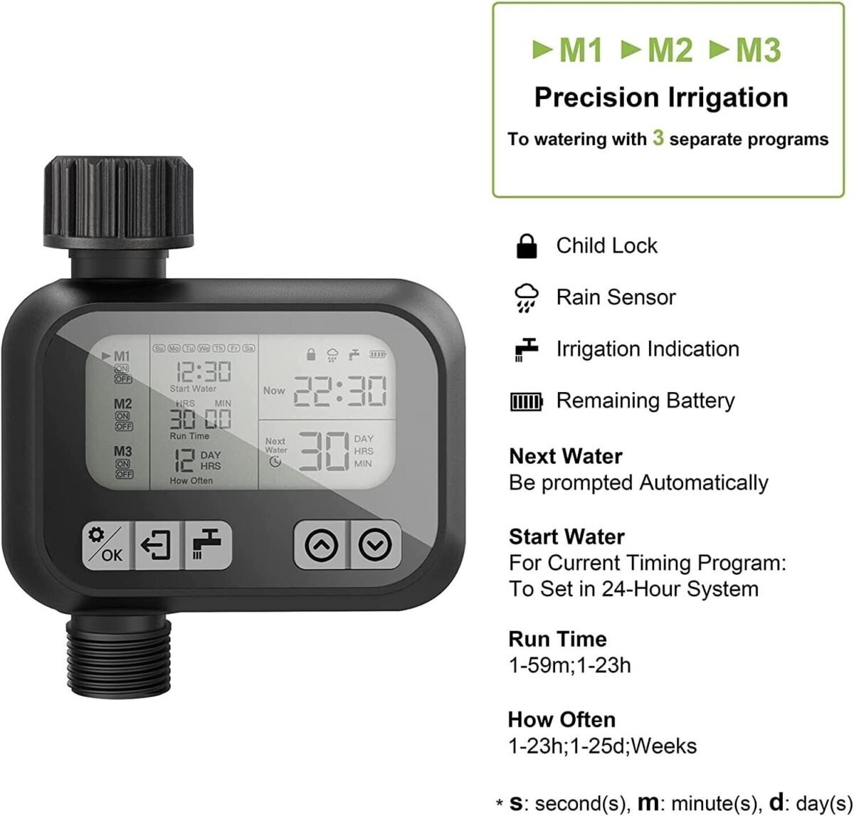 LeaderPro SOP11 Automatic Irrigation Timer – Programmable Garden Watering Controller with Rain Delay and Manual Override - Image 3
