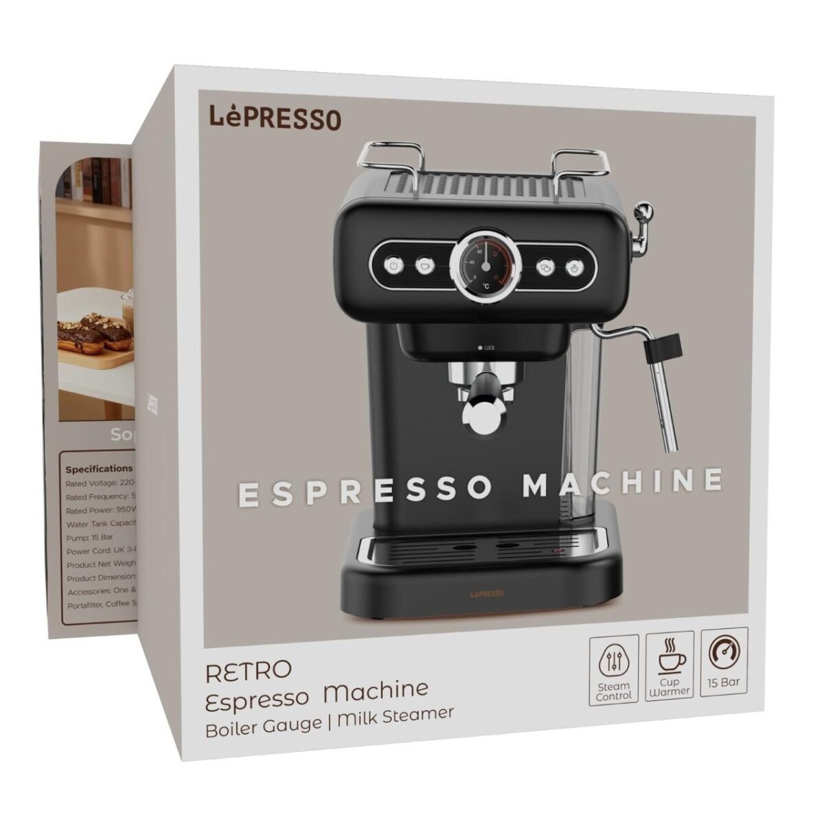 LePresso Retro Boiler Machine with Gauge & Milk Steamer Oman - Image 4