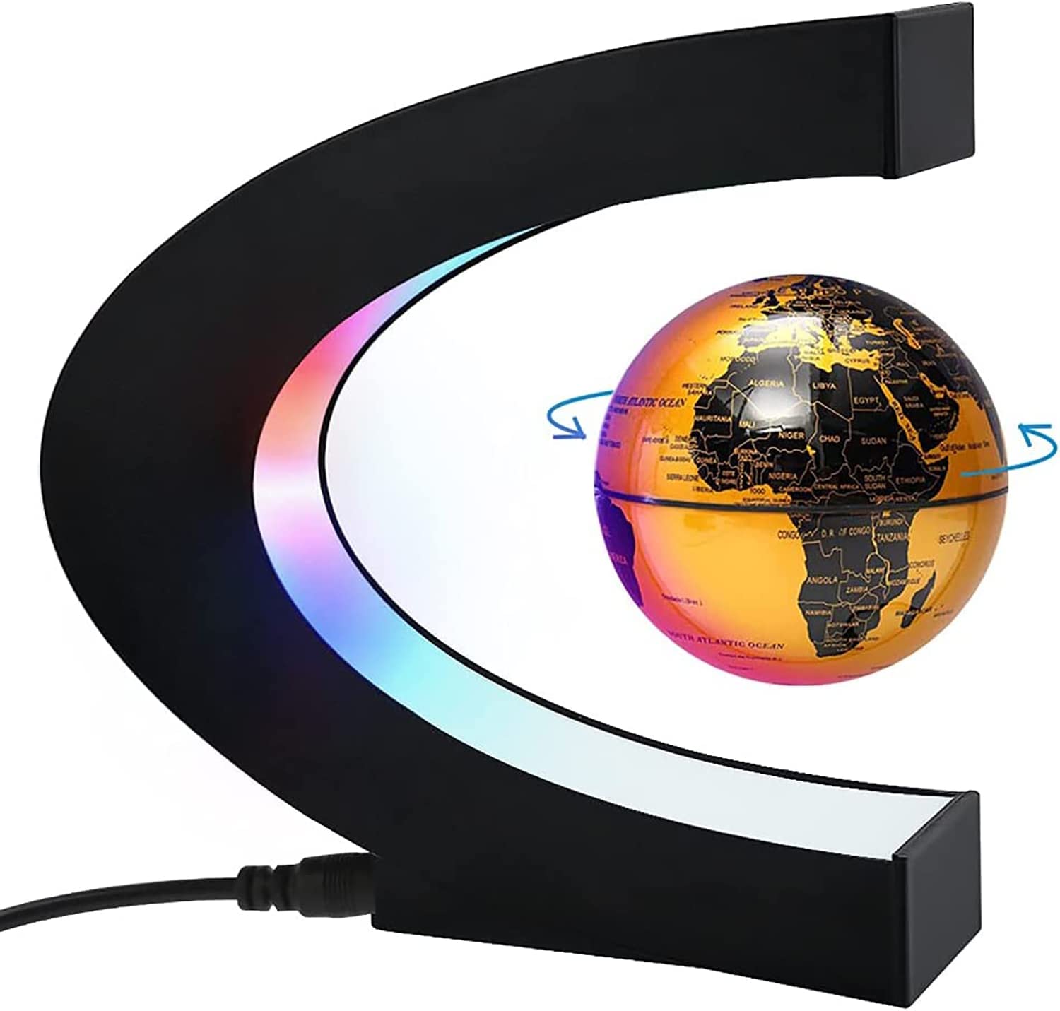magnetic-floating-globe-decoration-cshape-led-levitating-wor.jpg Magnetic Floating Globe Decoration – C‑Shape LED Levitating World Map Globe – - Image 1