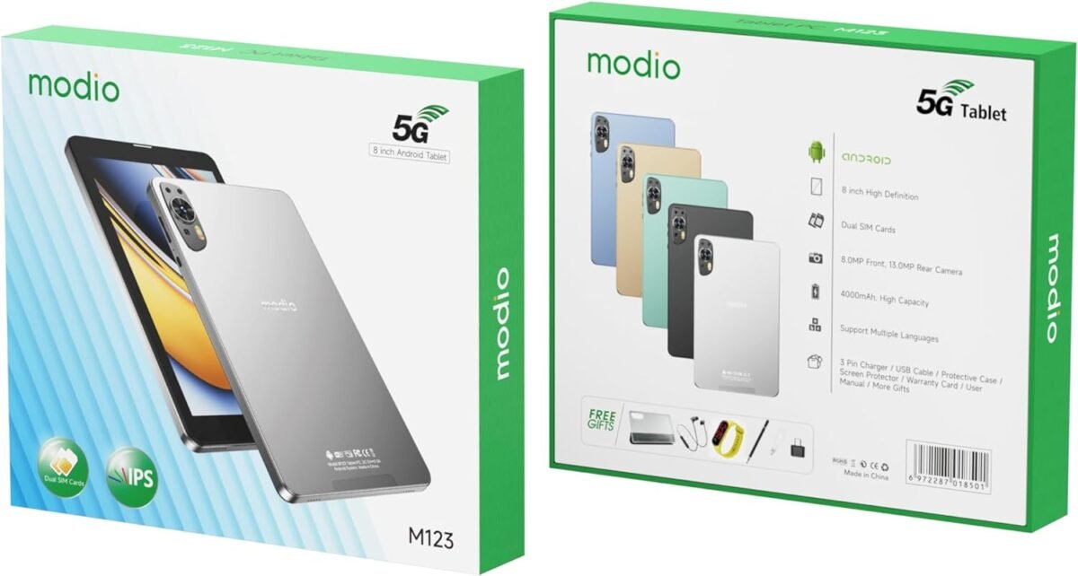 Modio M123 8-Inch 5G Android Tablet – 8GB RAM, 512GB Storage, Dual SIM – - Image 3