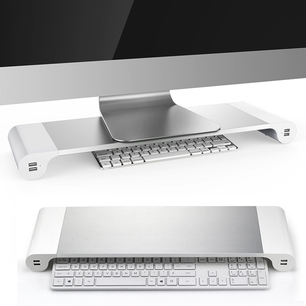 monitor-stand-space-bar-silver-aluminium-ergonomic-riser-wit.jpg Monitor Stand “Space Bar” Silver – Aluminium Ergonomic Riser with USB Hub & Storage – - Image 1