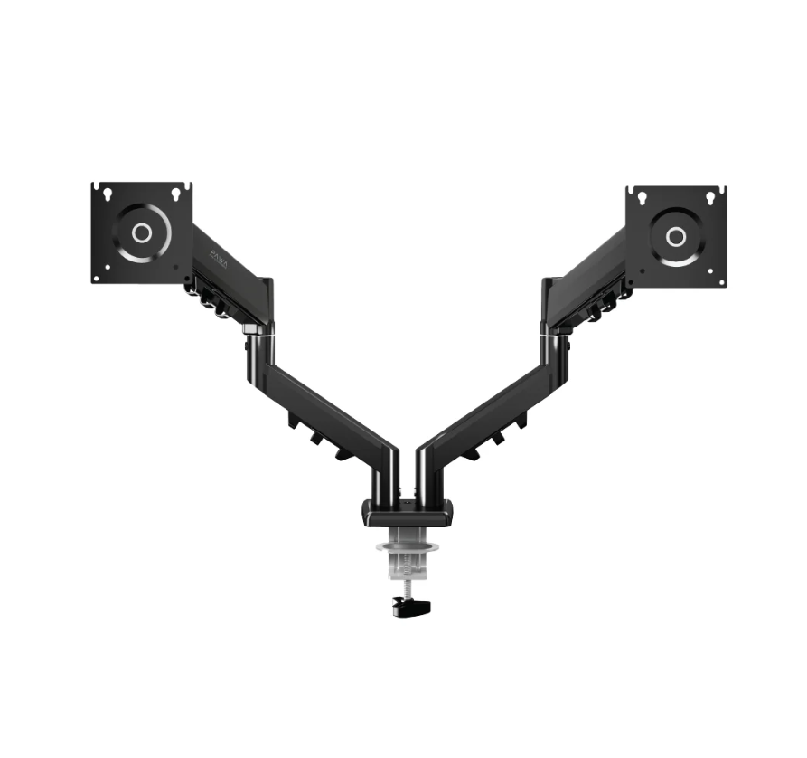 pawa-double-gas-spring-computer-arms-pw-casgsm54-dual-monito.png Pawa Double Gas Spring Computer Arms PW-CASGSM54 – Dual-Monitor Mount, 360° Rotation, Adjustable Tilt & Height – - Image 1