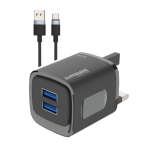 Pawa Super Mini Travel Charger TCSP3UKT with Dual USB Ports + Braided USB-A to USB-C Cable – Fast Charging Adapter (Price In Oman)