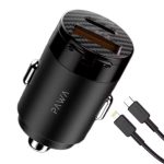 Pawa Supermini 65W Dual Port Car Charger with PD & QC Ports + Braided Type-C to Lightning Cable (PW-PDTCN65L)
